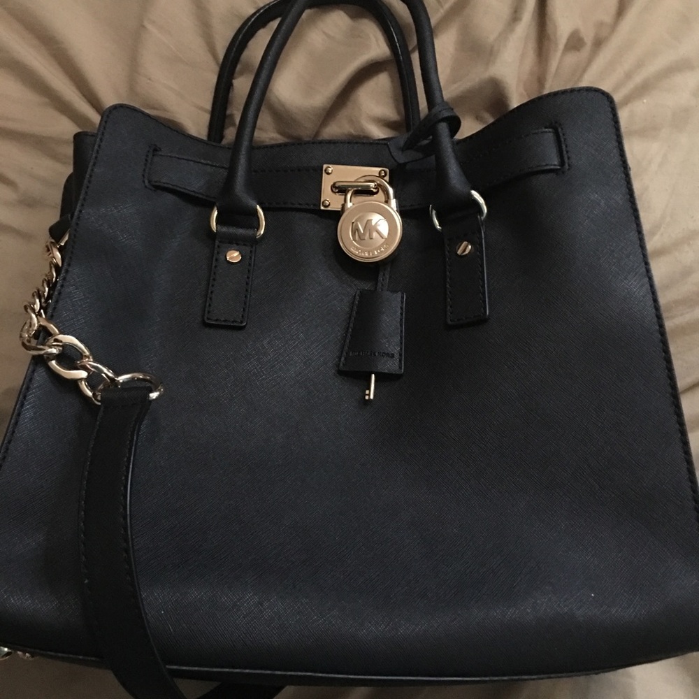 Michael Kors large black leather gold hardware